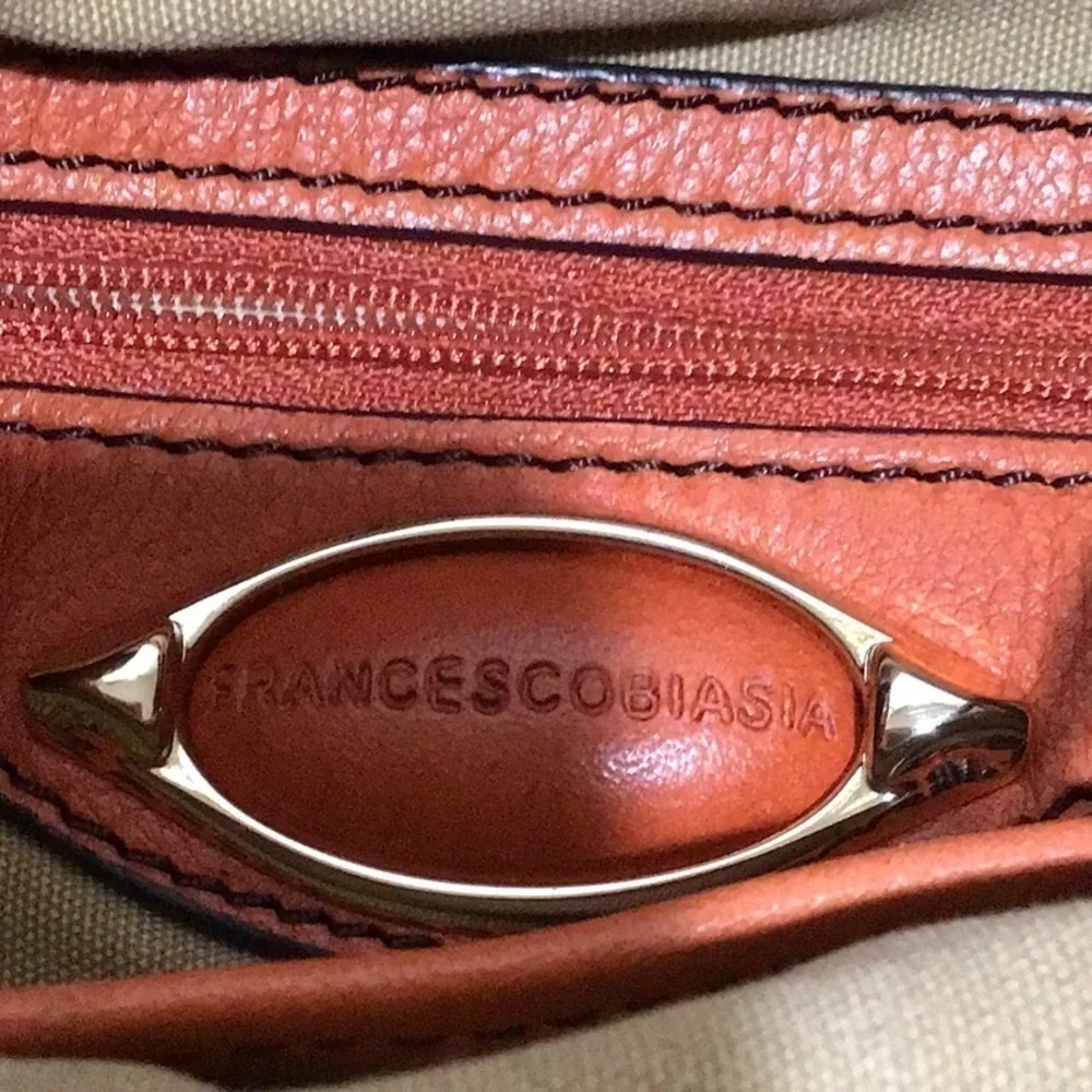 Francisco Biasia Leather shoulder bag gold accessories orange